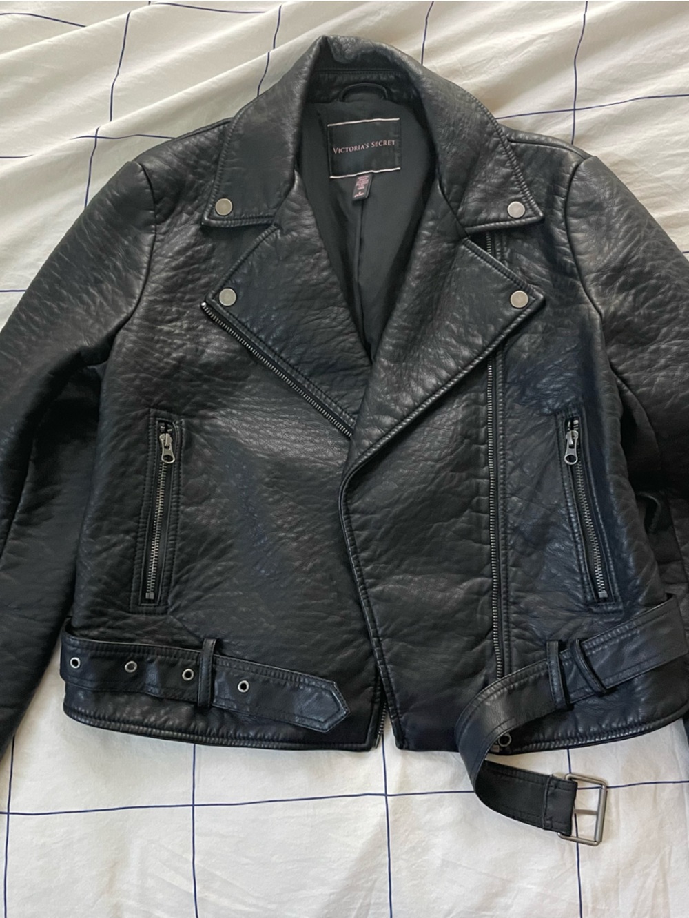 Victoria's Secret Black Faux Leather Moto Jacket